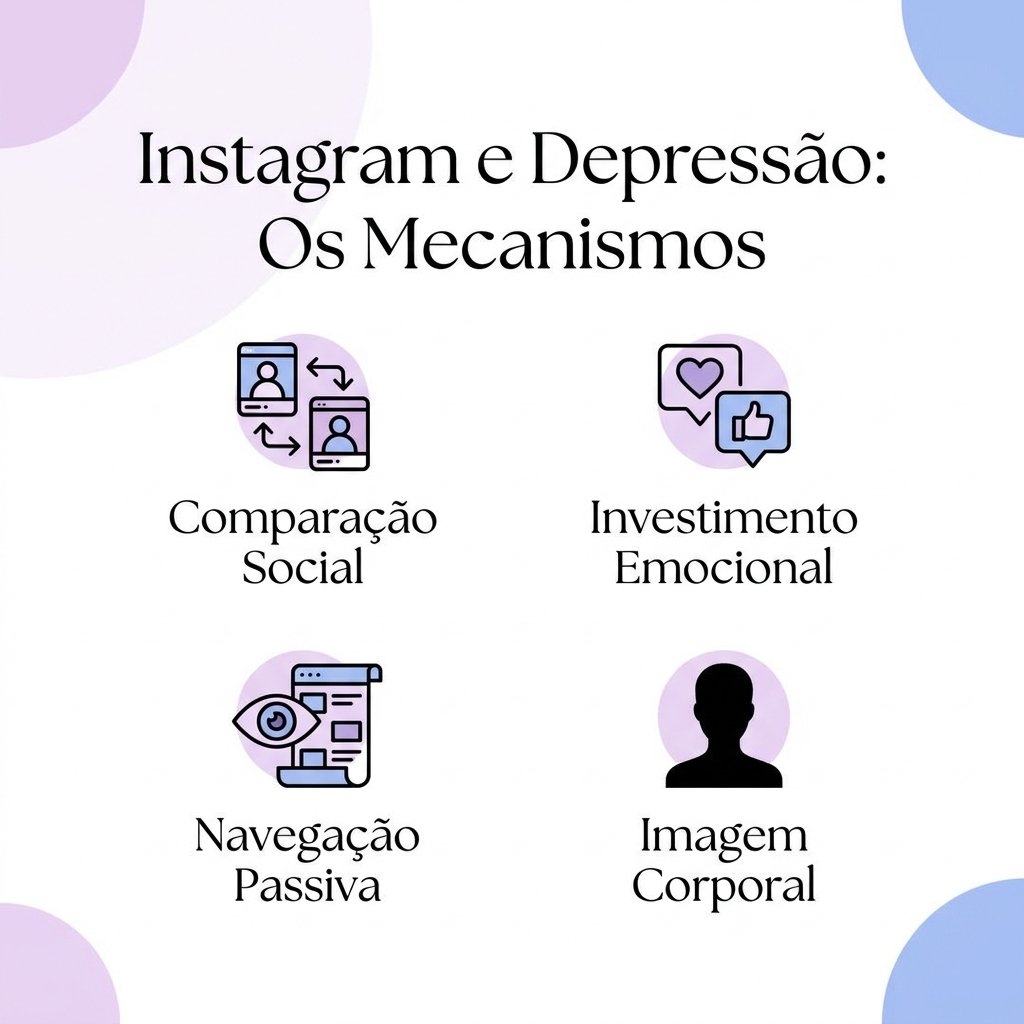 Infográfico sobre os mecanismos do Instagram ligados à depressão em adolescentes
