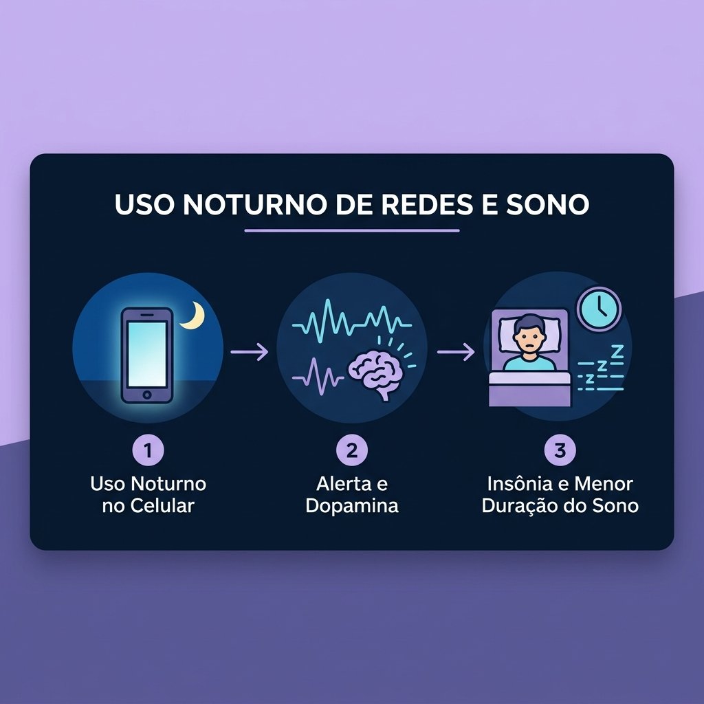 Infográfico resumindo os impactos de sintomas aditivos específicos e do Twitter no sono dos adolescentes