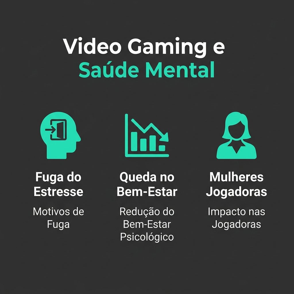Infográfico em português ilustrando os dados sobre jogos eletrônicos e saúde mental no Egito