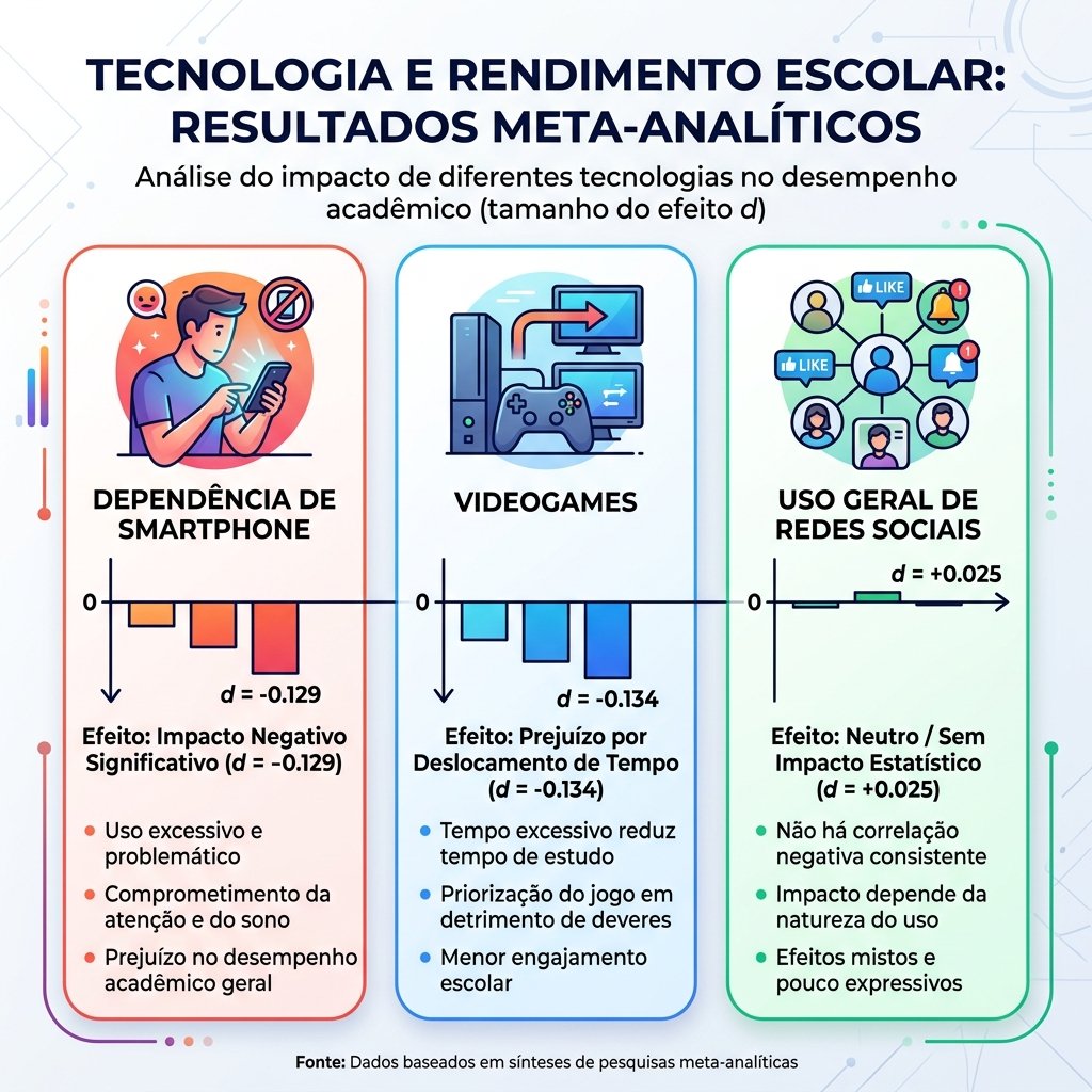 Infográfico ilustrando os dados sobre dependência de smartphone e desempenho escolar
