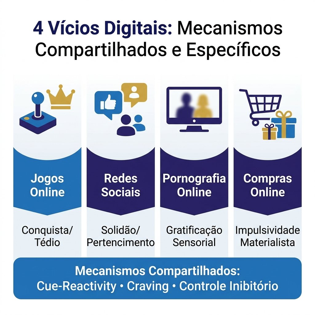 Infográfico comparativo dos mecanismos afetivos das adicções de internet