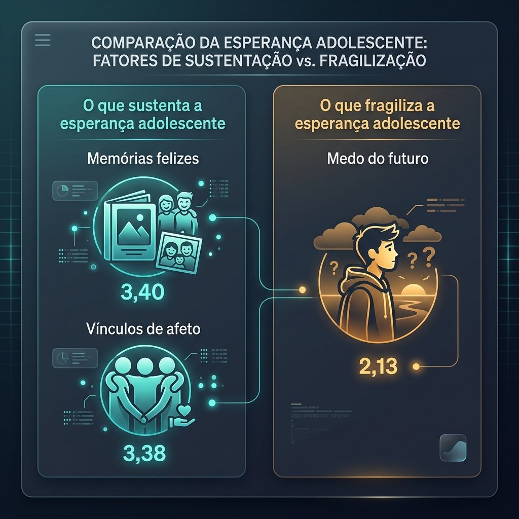 Infográfico sobre esperança e medo do futuro na adolescência